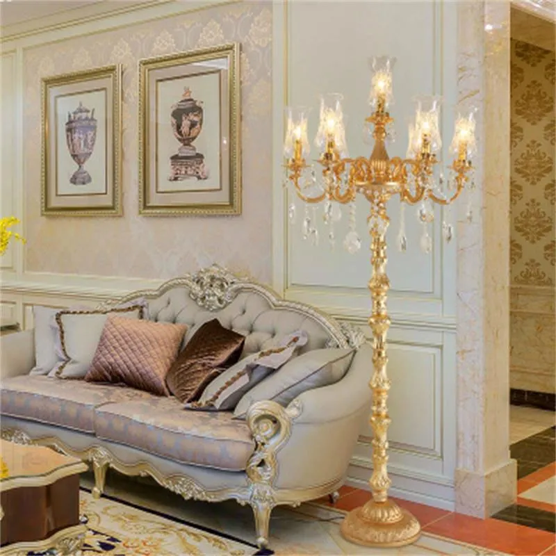 New fashion crystal floor lamp luxury atmosphere villa hall floor lamp hotel aisle bedroom decoration lighting