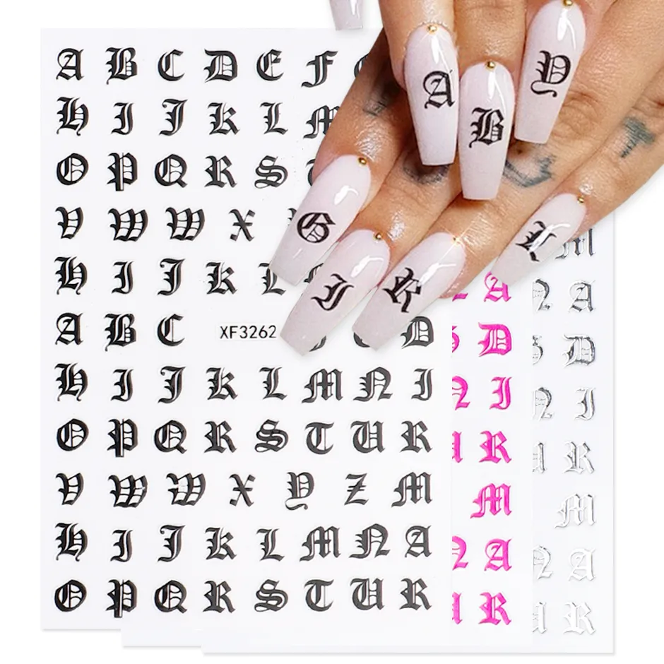 Buy 3D Letters Quick Art Sticker,nail Decal,nail Sticker With Gum,nail Art  Decorations,nail Sticker,mix Color Letters7004-67 Online in India - Etsy