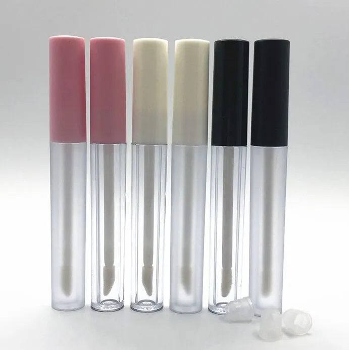 2.5 ml esbelto transparente de contenedores de brillo de labio vacío Tubo tapa tapa de tapa pincel punta de pincel aplicador paradas de goma de 6 colores