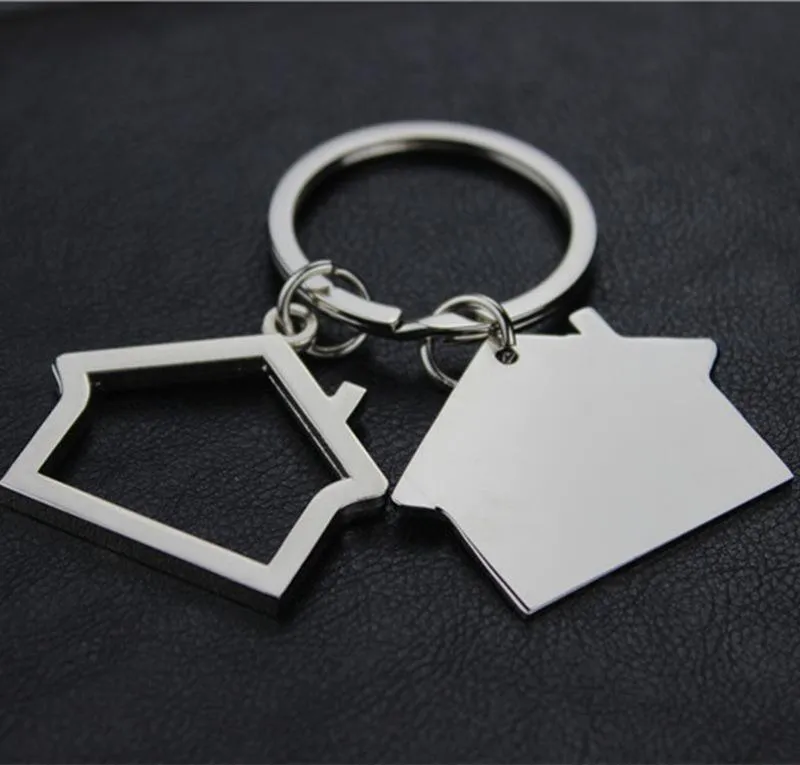 Creative House Shaped Keychains Metal Keyrings Husdesign Bil Nyckelring Key Pendant Key Holder 2021