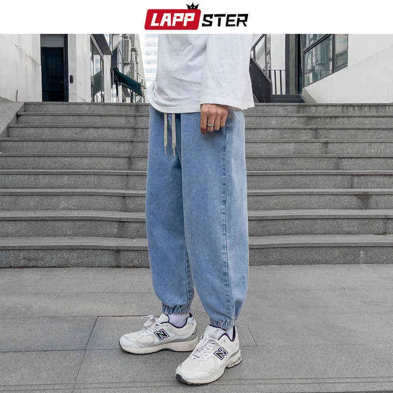 LAPPSTER Männer Solide Vintage Schwarz Jeans Hosen 2022 Herren Breite Bein Baggy Harajuku Denimtrousers Männlichen Streetwear Kpop Jogger 0309