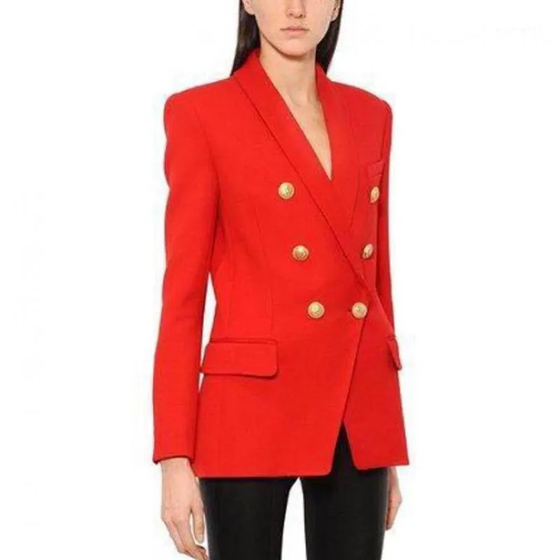 Women's Suits & Blazers Fashion 2021 Designer Blazer Jacket Women's Double Breasted Metal Lion Buttons Outer 74791