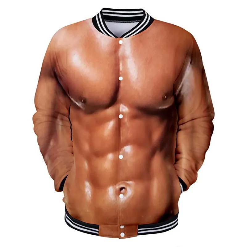남자 재킷 근육 의상 3D 야구 자켓 폭격기 코트 프린트 힙합 KPOP 2021 Streetwear Sweatshirts Hoodies 플러스 사이즈