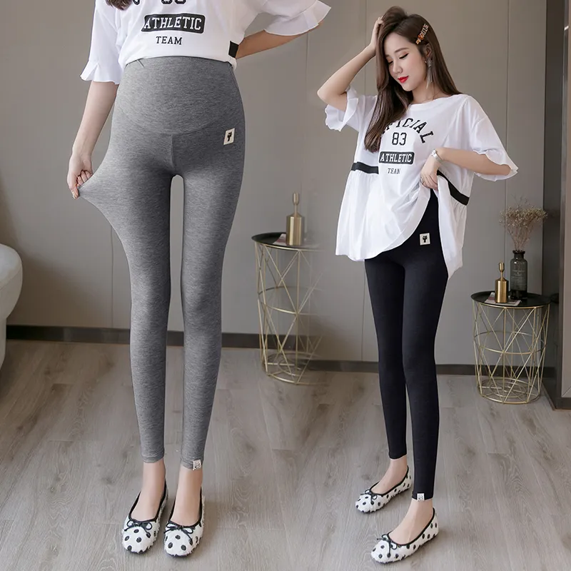 29069 # 2020 Verão Fino Modal Maternidade Legging Alta Cintura Ajustável Belly Skinny Legging Roupas para mulheres grávidas Gravidez LJ201114