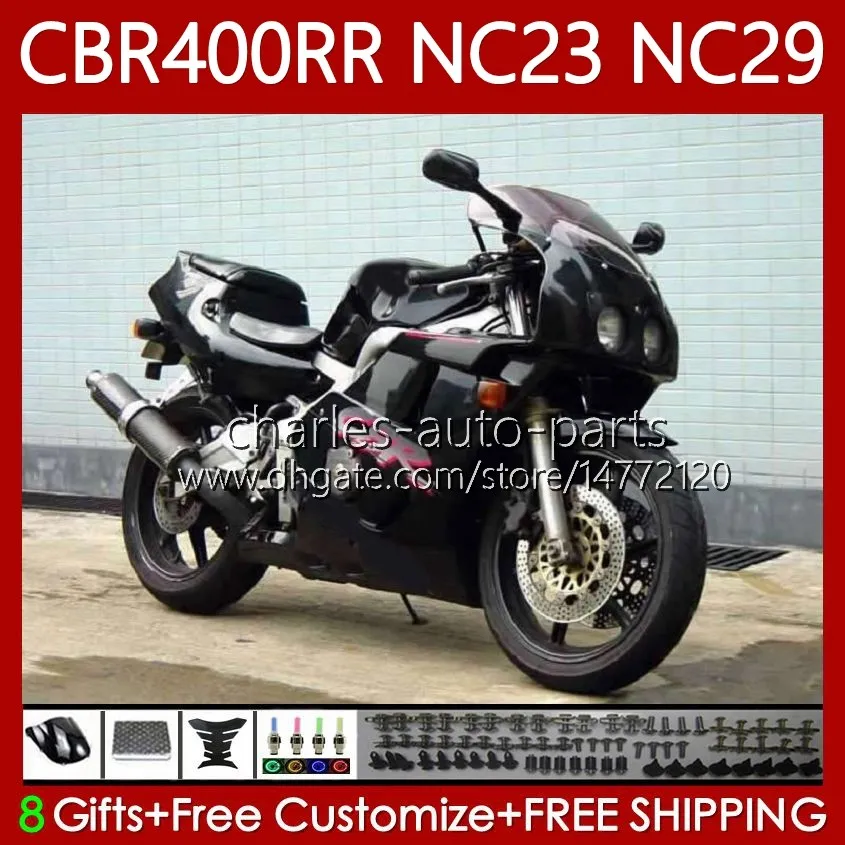 Honda cbr 400 rr cc 400cc nc23 nc29 88 89 90 91 92 93 body 65no.49 cbr400rr cbr 400rr 1988 1989 1990 1991 1992 1993 CBR400 RR 88-99 공장 블랙 OEM 페어링