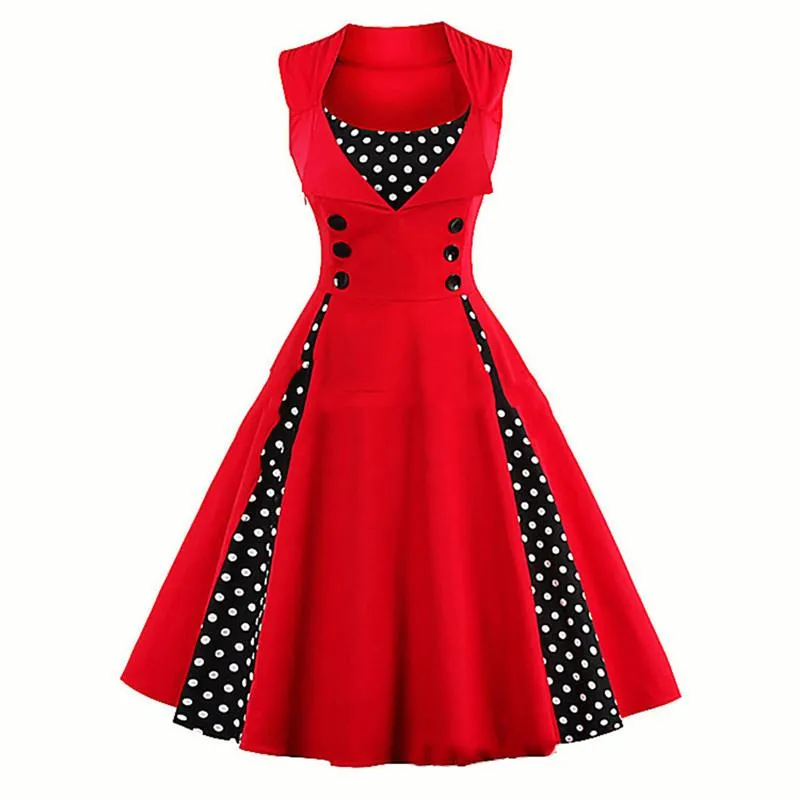 S-3XL Kadınlar Robe Retro Vintage Elbise 50 S 60 S Rockabilly Nokta Salıncak Pin Up Yaz Parti Elbiseler Zarif Tunik Vestidos Günlük