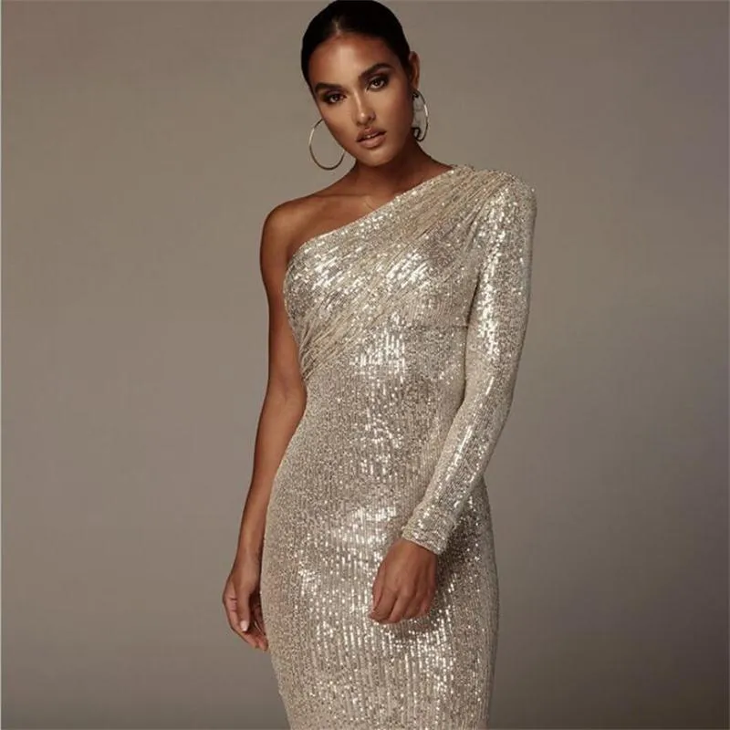 One Shoulder Long Sleeve Sequined Cocktail Dress with Ruffle Detail for  Women Party Wear Short Mini Hemline from Dhgate In Stock Special Occasion  Dresses - price 55.76