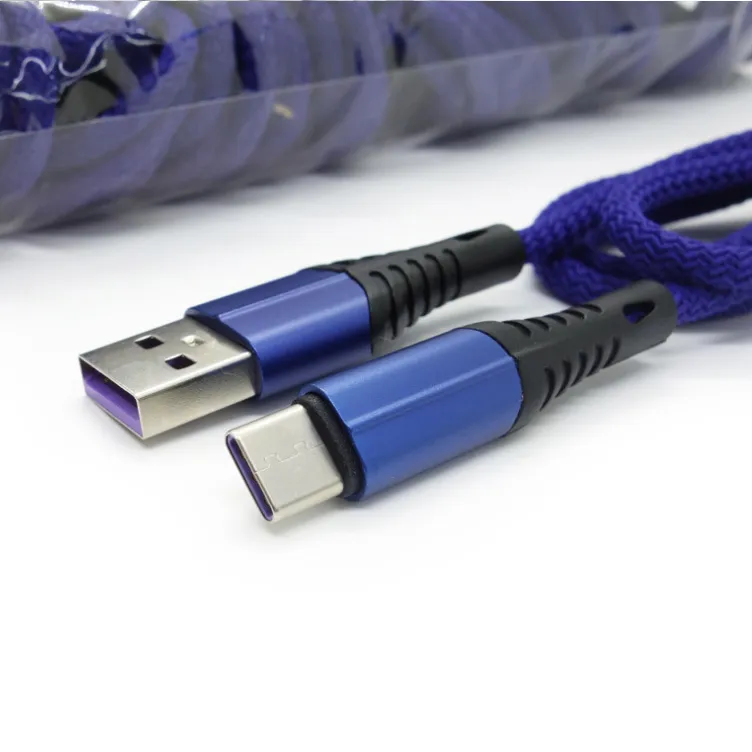 3A SNELLE SNELHEID OPLOGING 1M 3FT Gevlochten Stof Nylon Type C USB-kabels Micro USB-kabel