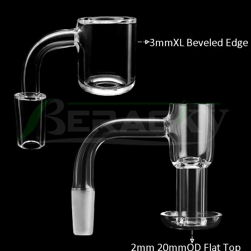 Beracky Smoking Zwei optionale 3 mmXL Quarz-Banger/Flat Top Terp Slurper mit abgeschrägter Kante, 10 mm, 14 mm und 18 mm Quarznagel für Glas-Wasserbongs, Dab-Rigs