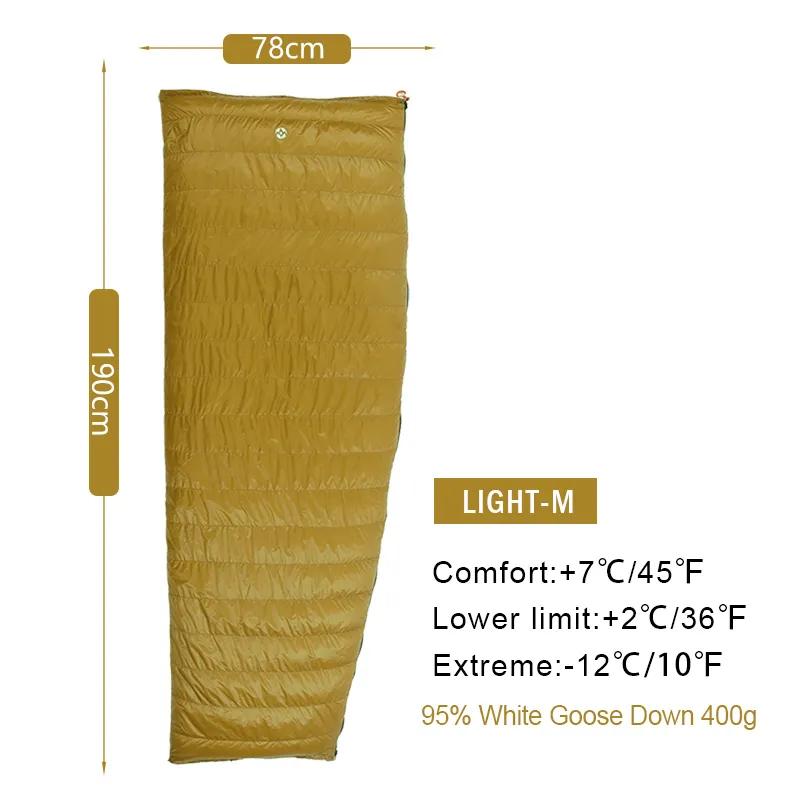 AEGISMAX LIGHT SERIE GOOSE Down Sleeping Bag Envelope Portable Ultralight Splicable för utomhuscamping vandringsresor264n