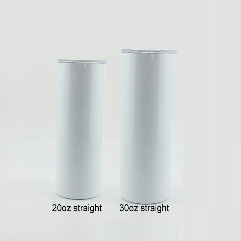 Cylindre droite personnalisé DIY Transfert de chaleur Impression de 20oz 30oz Tumbler Double mur Vacuum Sublimation Tasse de café