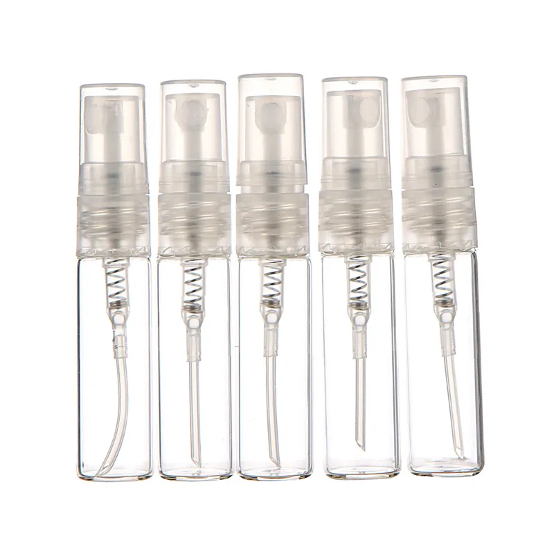 5ml Clear Glass Perfume Bottle Spray Refillable Vials For Portable Contenitori Cosmetici Vuoti With Plastic Pump