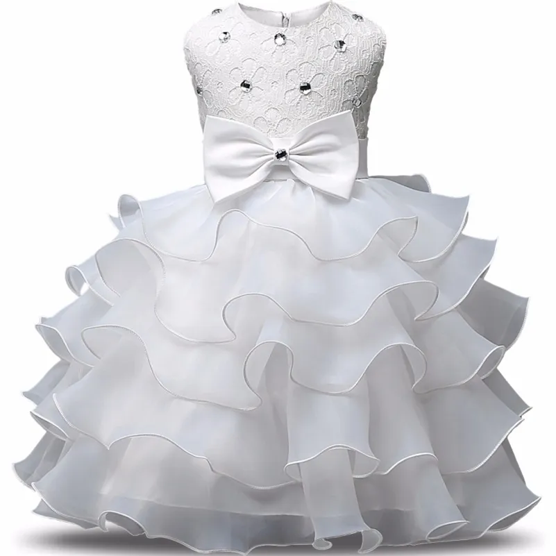 0-2 Years Big Bow Baby Girl Clothes Summer Girls Lace Flower Ball Gown One Year Birthday Girl Dress Bebes Fille Robe De Bapteme LJ201221