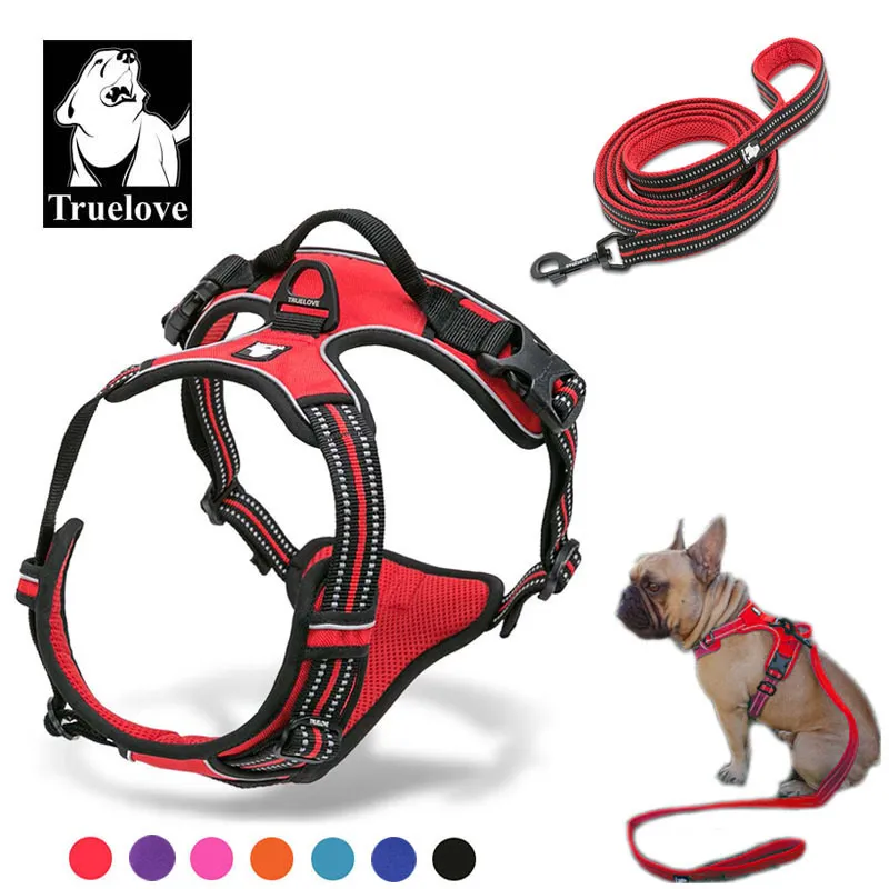 Reflective Soft Padded Chihuahua dogfad harness and Leash Set Truelove No Pull Dog Harments for Dropshipping 201104