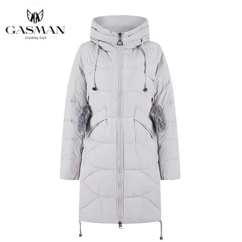 GASMAN Winter Frauen Marke Mantel Jacke Daunen Mittellange Winter Frauen Mit Kapuze Warme Parka Fuchs Pelz Frauen Oberbekleidung Mäntel 18821 201217