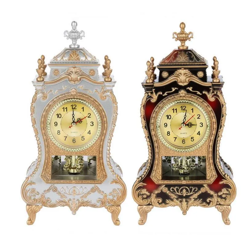 Bureau Wekker Vintage Klok Klassieke royalty zitkamer TV Cabinet Desk Imperial Meubilering Creatieve Zitten Pendulum Clock Y200407