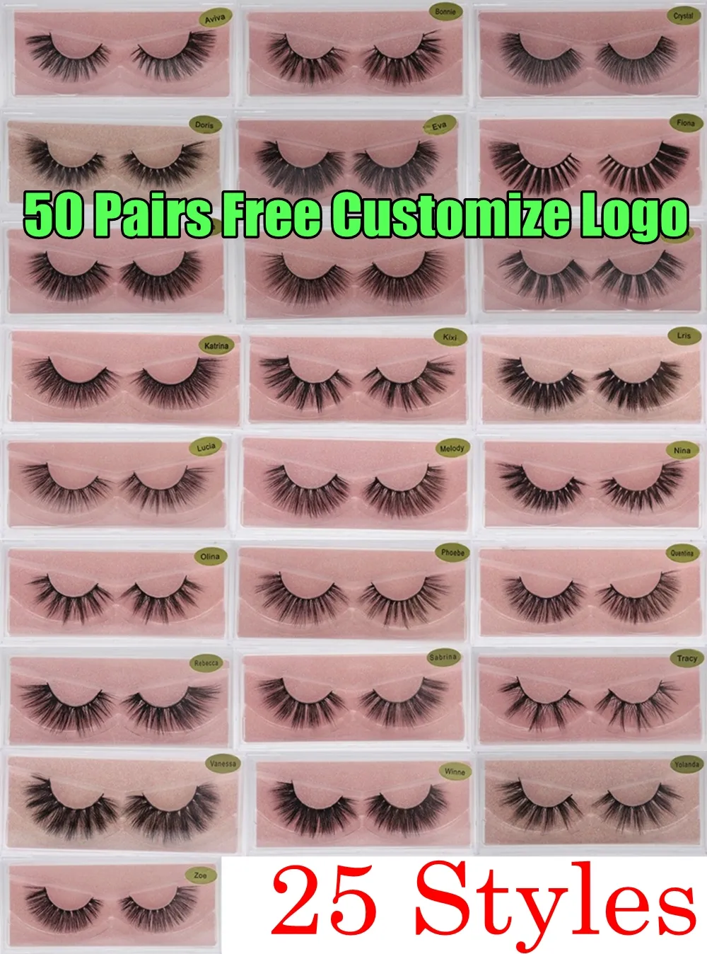 3D Mink Eyelashes Faux Natural False Eyelashes 3D Mink Lashes Soft Make up Extension Makeup Fake Eye Eye Lashes 3D Eyelash Free Logo