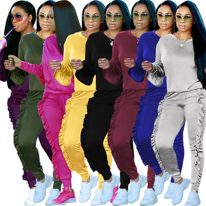 Vrouwen joggenpak herfst winter tracksuits hoodies+broek vaste kleur tweedelige set casual plus size 3xl outfits lange mouwen zweetpakken 4241