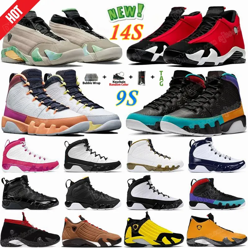 أحذية كرة السلة للرجال 9 9s الصالة الرياضية أحمر أسود تغيير العالم UNC ولدت 14 14s Space Jam University Blue Gold Fortune Racer Dream It Do it Trainers أحذية رياضية