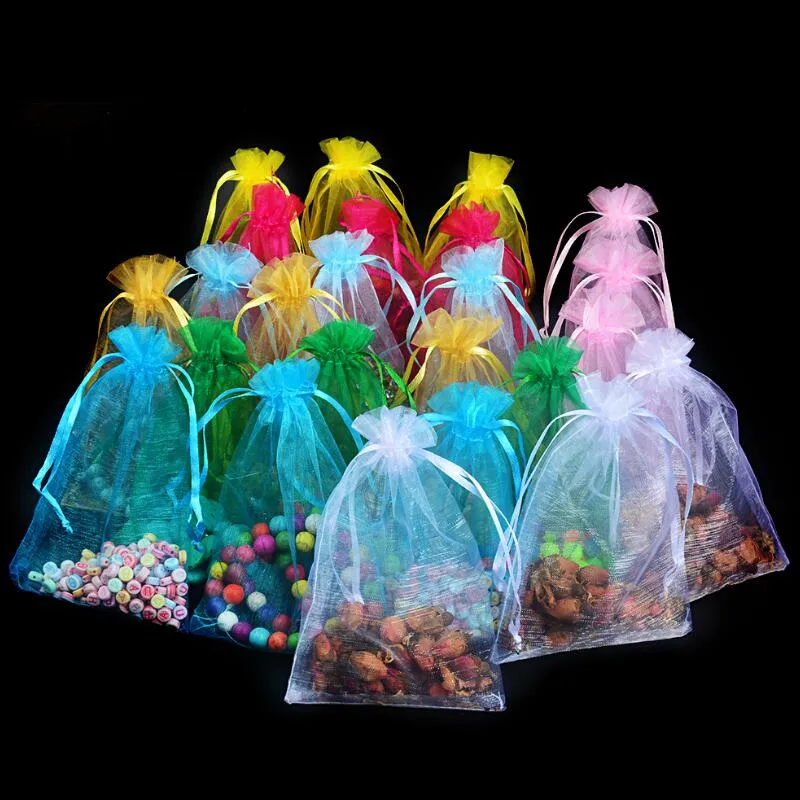 7x9 cm Organza sac bijoux emballage affichage pochettes fête de mariage décoration faveurs bonbons cadeaux sac en gros LX4129