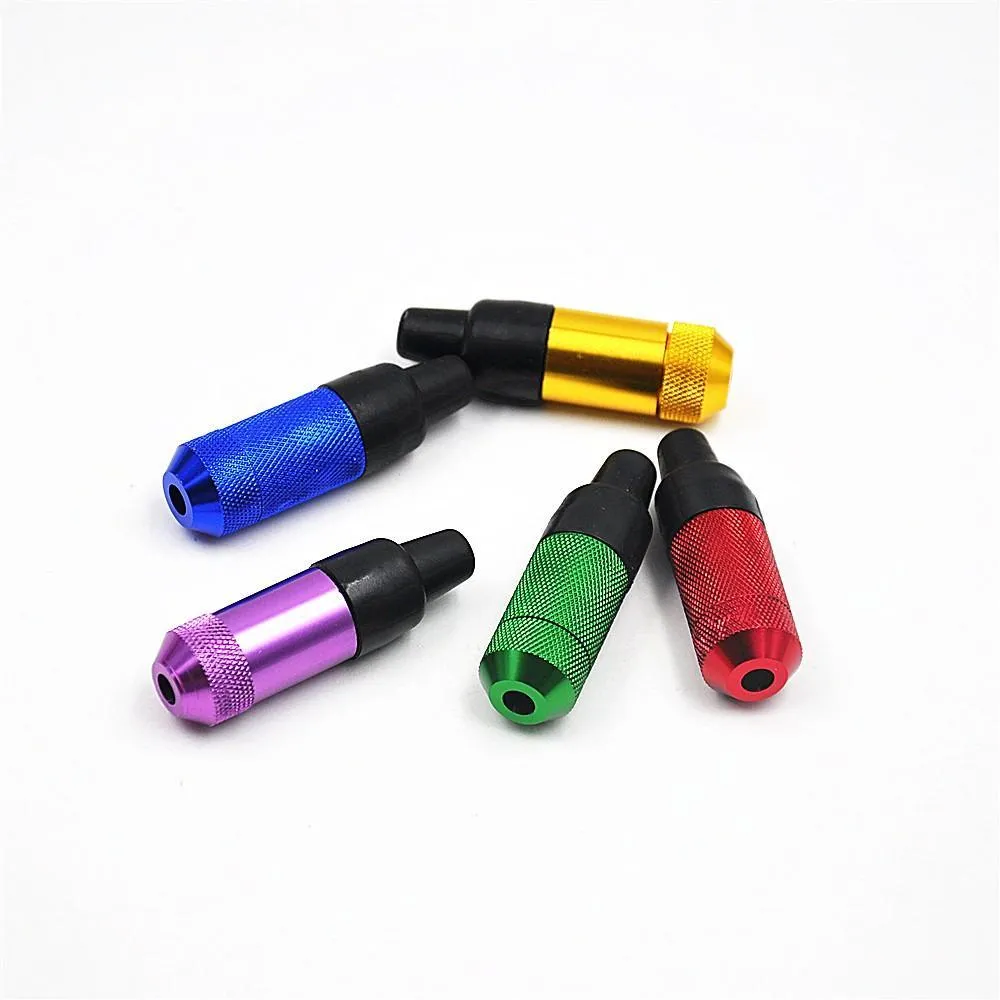 Mouth Tips Smoking Portable MINI Metal Smoking Pipe Tobacco Snuff Tube Colorful Hand Pipes Durable Rubber Mouth Aluminum Smoking Snuff