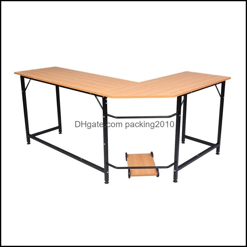 L-Shaped Desktop Computer Desk Beech Wood Color Commercial Furniturea19