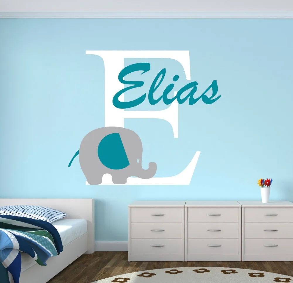 Pegatinas De Pared De Elefante Personalizadas Para Niños: Decoración De  Guardería Con Nombre Para Niños, Calcomanías Artísticas De Vinilo Para  Pared Para Dormitorio, Decoración De Habitación De Bebé, D671 De 7,65 € |  DHgate, image size:1000x966