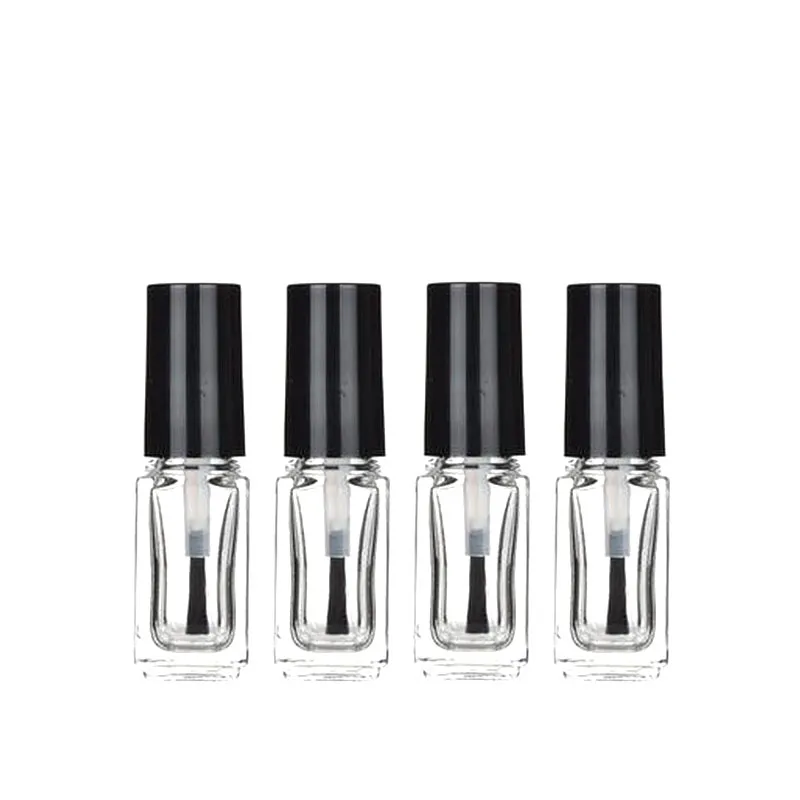 4 ml leere Nagellackflaschen, quadratische Form, transparente Nagellackflaschen mit Pinselverschluss für DIY-Kosmetik