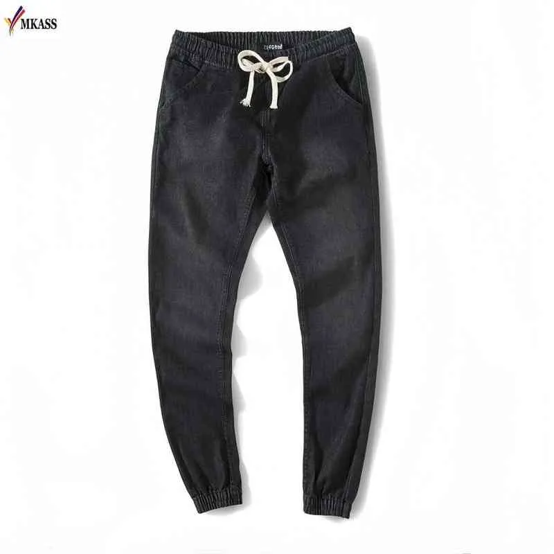 2018 New Brand Mens Denim Jeans Men Drawstring Slim Fit Denim Joggers Mens Jeans Pant Men Stretch Elastic Jean Pencil Pants