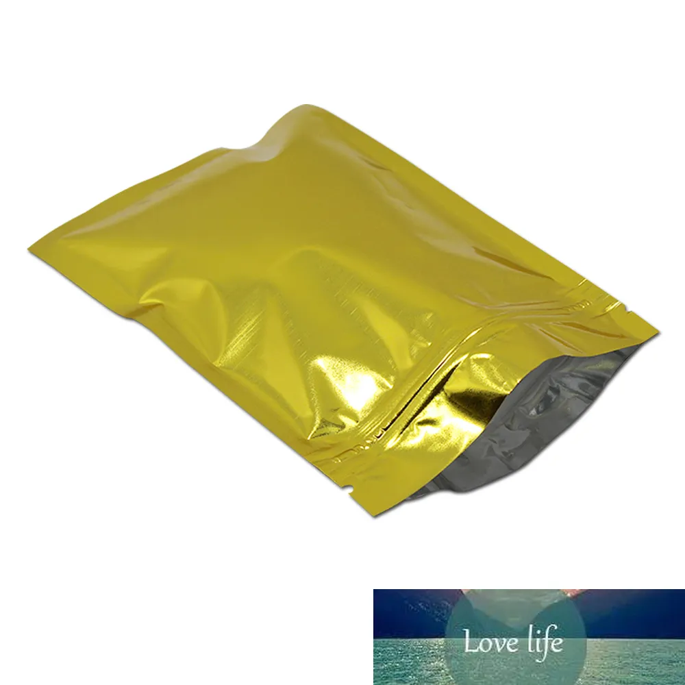 100Pcs Gold Aluminum Foil Zip Lock Package Bag Mylar Foil Storage Packing Self Seal Zipper Tea Snack Pack Bag