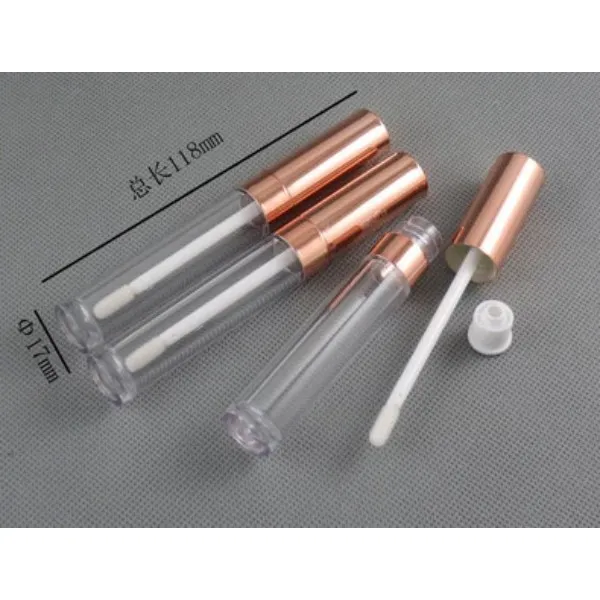 2017 New 200pcs 6ml lip gloss tubes,Rose Gold Cap,Cylinder Lip stick packing container,Empty DIY balm bottle