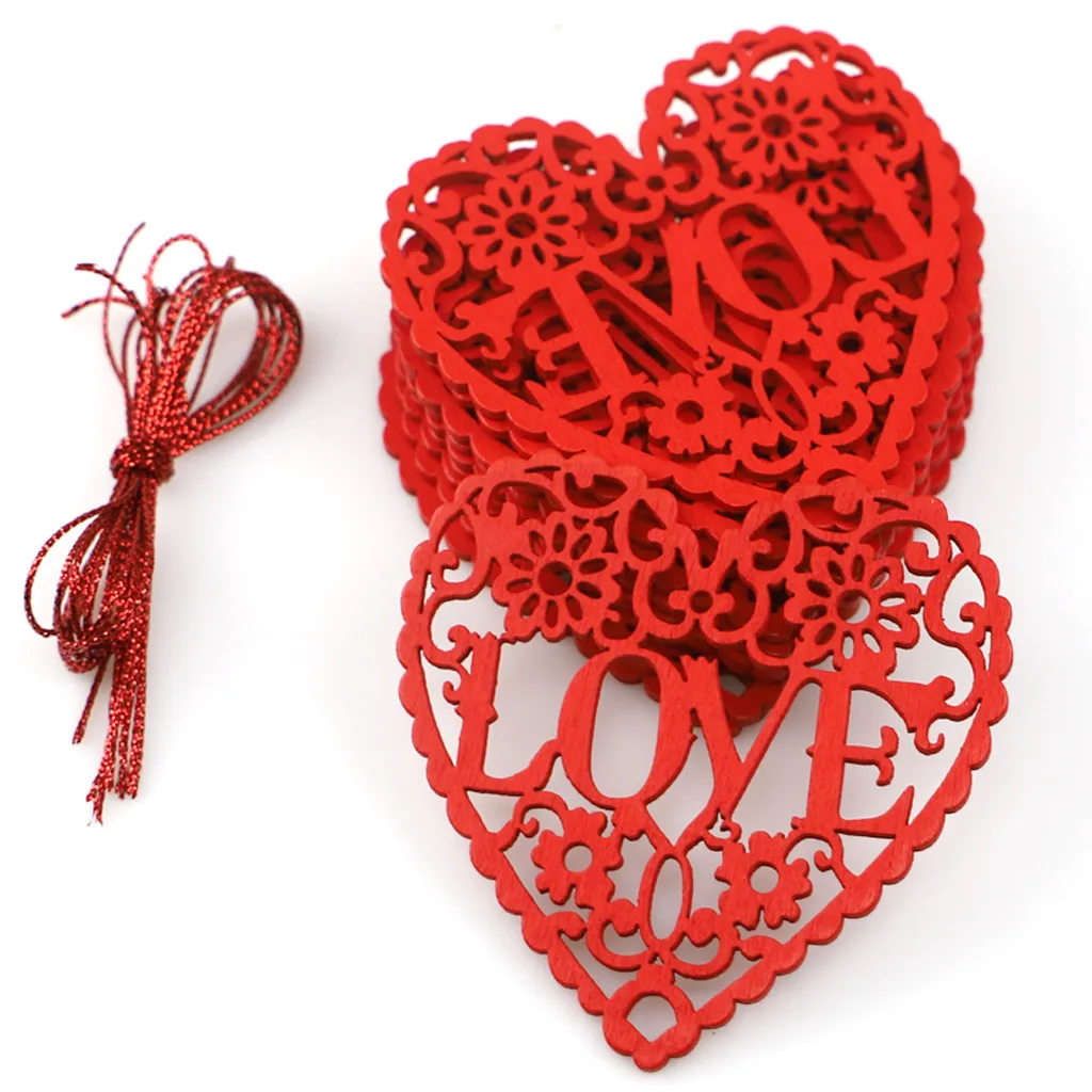 Wooden Love Ornaments Wedding Decorations Valentines Day Gifts Wedding Supplies Party Decoration 8cm*8cm*0.3cm XD24396