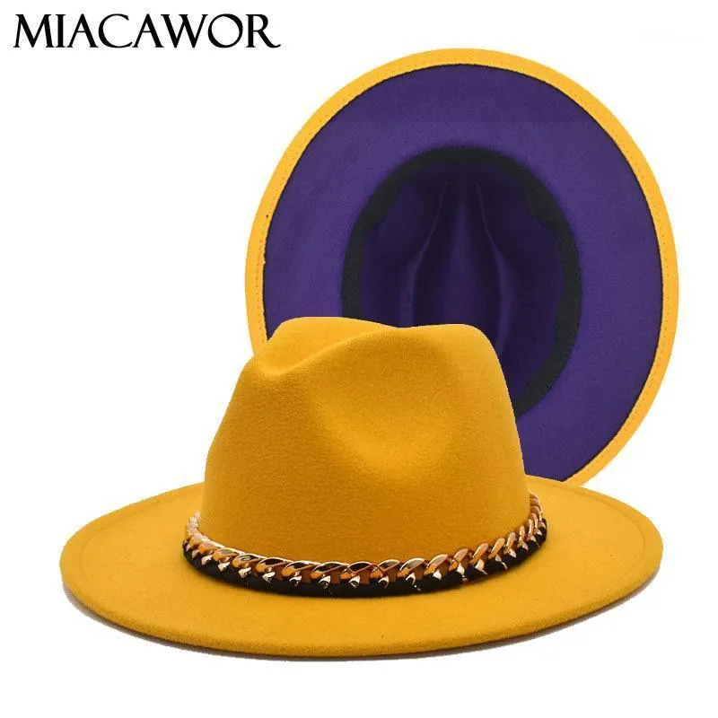 Wide Brim Hats MIACAWOR Classic Red Fedora Hat Wool Felt Jazz Men's Retro Elegant Women Trilby F1151