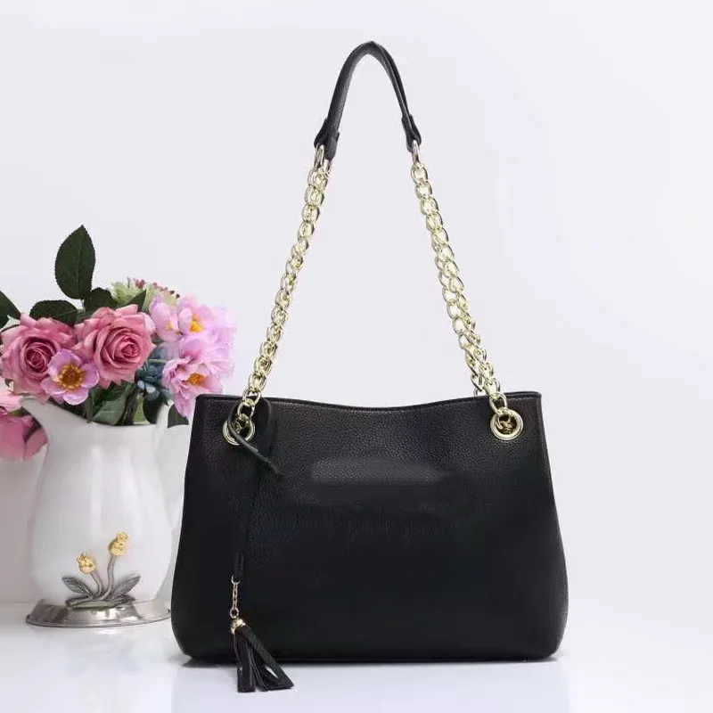 2023 Mode dames tassen zwarte handtassen portefeuilles lederen kettingtas crossbody schoudertassen messenger portemonnee 4color