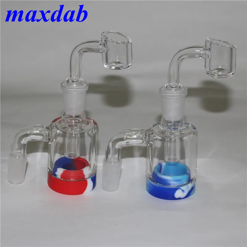 Narghilè di alta qualità Ash Catcher con contenitore in silicone per unghie banger al quarzo per piattaforma petrolifera dab mini 14mm 18mm vetro ashcatcher bong dhl free