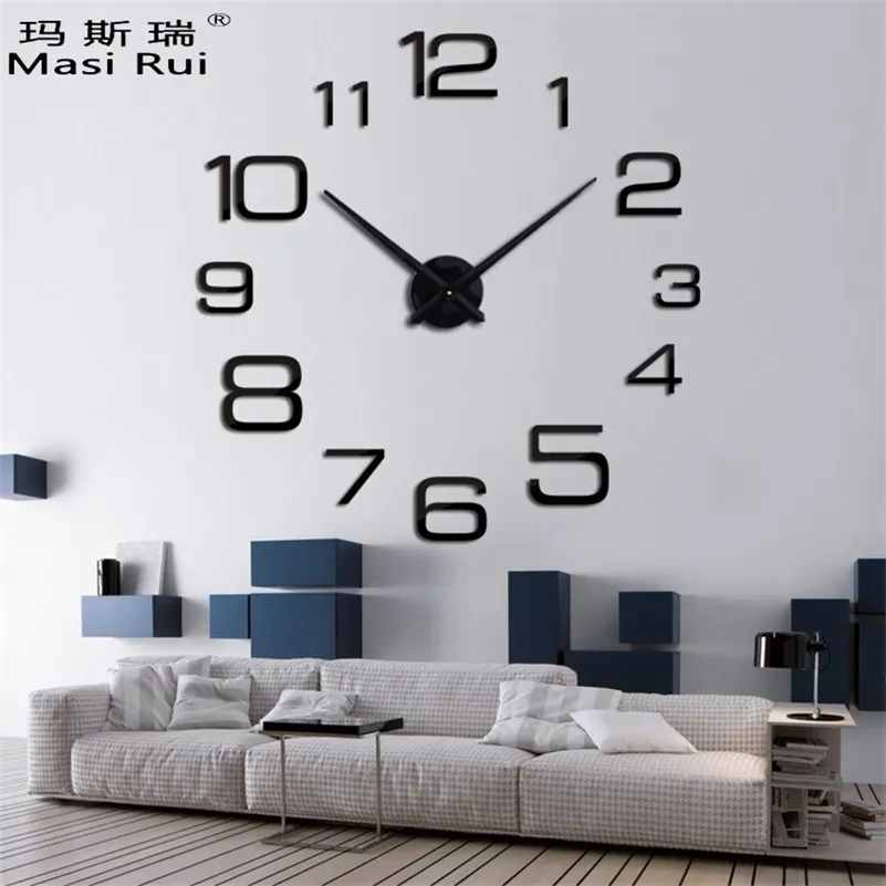 2019 Yeni Marka Büyük Duvar Saati Ev Dekor Akrilik Oturma Odası Kuvars İğne Duvar İzle DIY Saatler Modern Tasarım Ücretsiz Kargo LJ201211