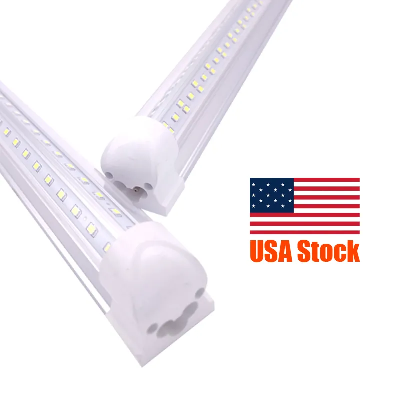 25PCS T8 Tube LED Shop Light Fixture,4ft 144W ,2ft 18W , Clear Lens Cover, Double Side 4 rows V Shape Integrated Bulb Lamp Cooler Door