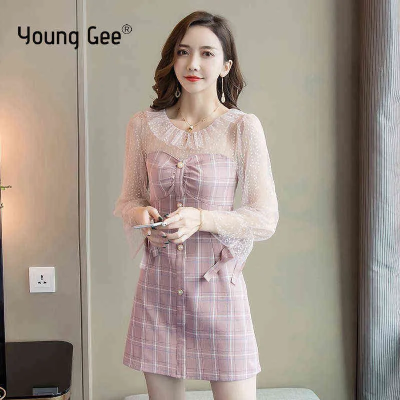 Compra Joven Gee Primavera Otoño Moda Elegante Encaje Mujeres Bodycon  Oficina Señora Trabajo Vestido Corto Delgado Fiesta Formal Formal Plaid  Mini Vestidos Y211227 Barato | Entrega Rápida Y Calidad | Es.Dhgate