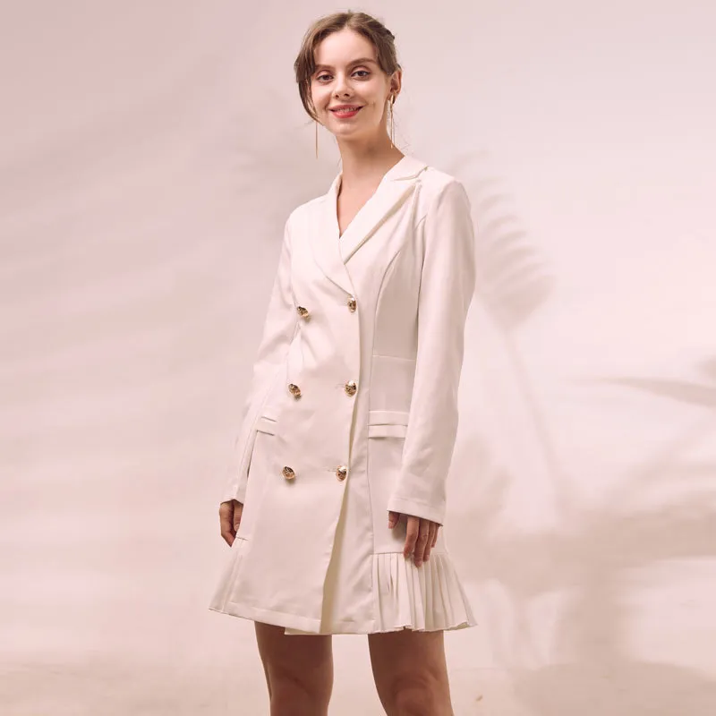 green emerald velvet dress Bianca Suit Blazer Dress in Ivory
