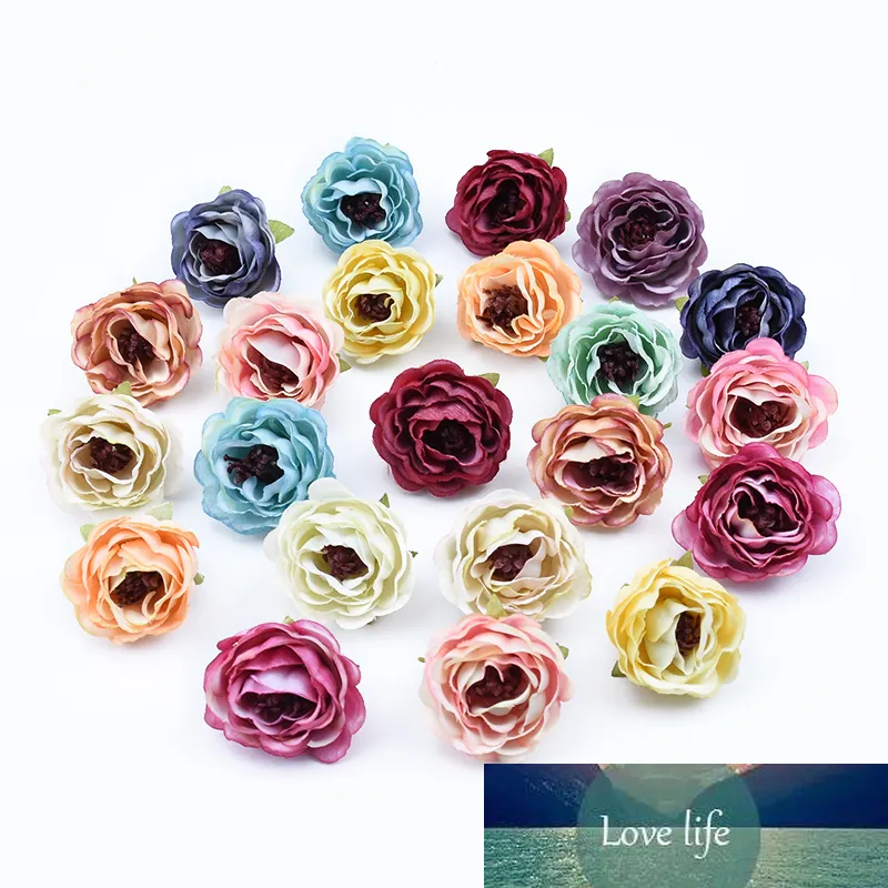 20 peças mini rosas de seda flores parede DIY presentes Caixa de doces casamento decoração de casa acessórios scrapbooking flores artificiais