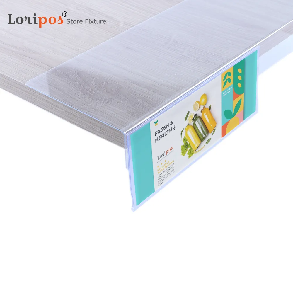 100cm Flat Clear Plastic Data Strip Label Holder Without Magnetic For Supermarket Shelf