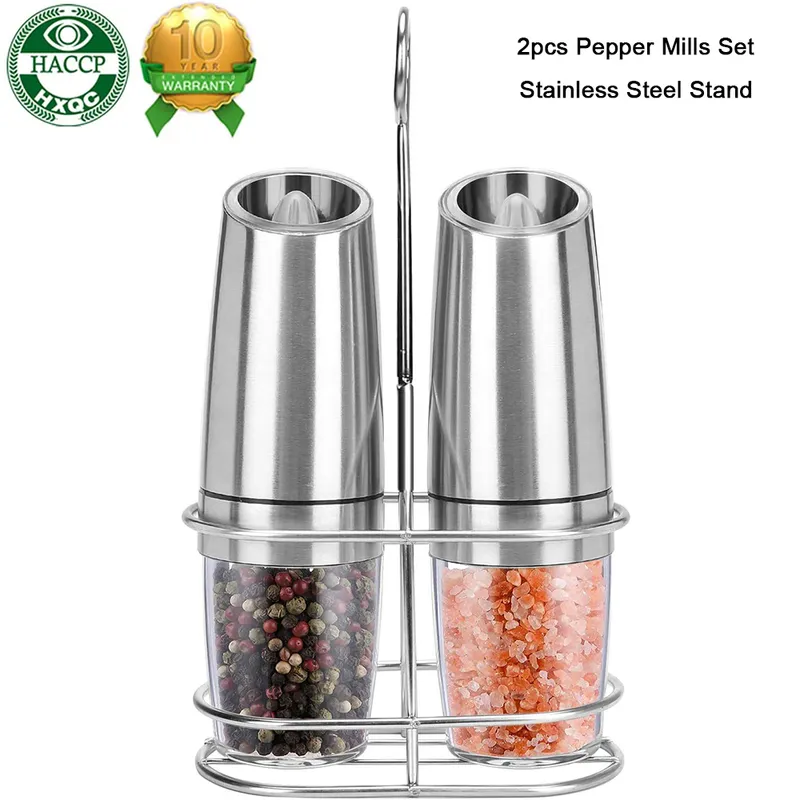 Battery Electric Operated Spice Anti Gravity Salt and Pepper Grinder Set Pepper  Mill with LED Light Mills Stainless Steel - China Stainless Steel Salt and Pepper  Grinder and Electric Automatic Mill Pepper