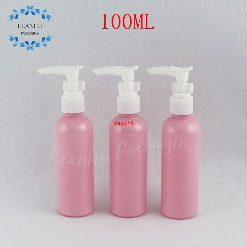 100ml Różowa plastikowa butelka z pompą bagnetową, 100CC szampon / pakowanie balsam Pusty pojemnik kosmetyczny (50 PC / LOT) Dobry pakiet