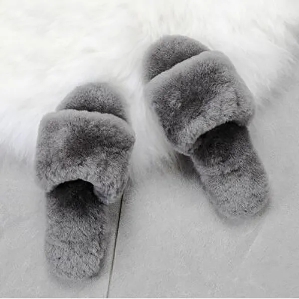 Women Sandals Fluff Chaussures Grey Grown Pink Womens Soft Slides Slipper Keep Warm Slippers Shoes Size 36-40