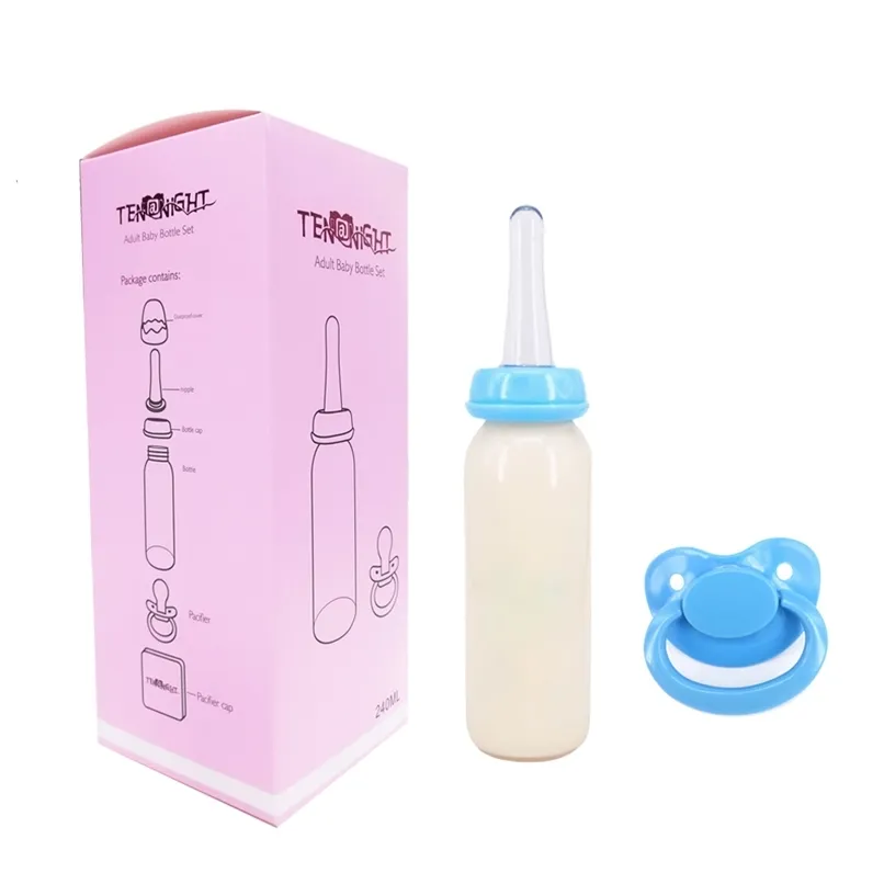 DDLG Vuxen Babyflaska med Pacifier Abdl 4 Färger Bebe Bottle Milk Flaskor Lite Space Flaskor Baby Daddy Girl Dummy 240ml 220115