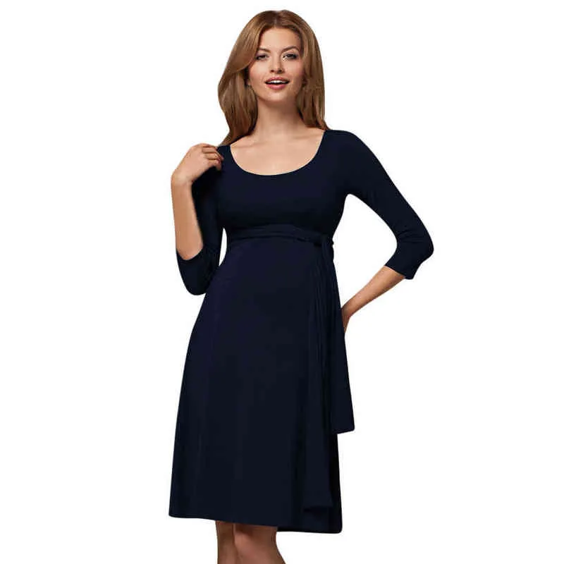 Winter Long Sleeved Breastfeeding Midi Wrap Dress For Women Maternity