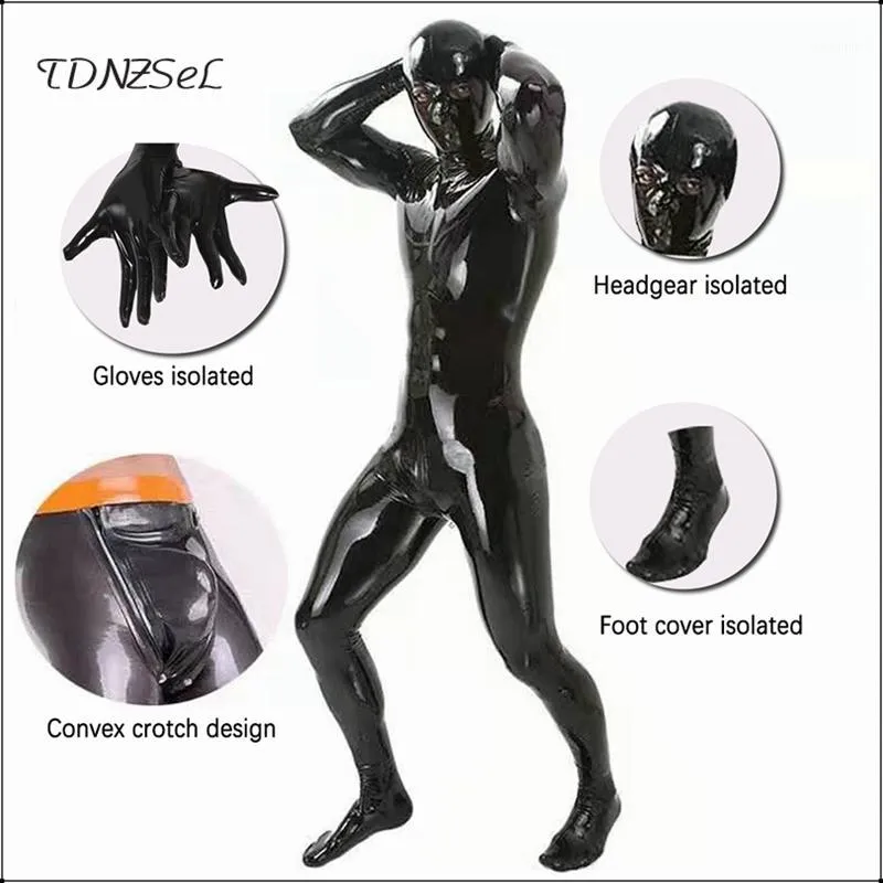 Men's G-Strings Men Erotic Latex Jumpsuits PU Leather Cosplay Zentai Catsuits Full Body Unitard Custom Bodysuit Male Gay Wetlook Exotic Suit