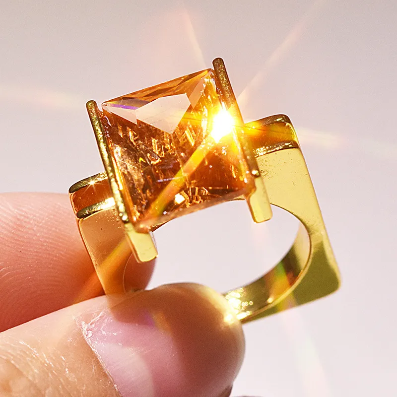Citrine & Diamond Ring 14K Yellow Gold