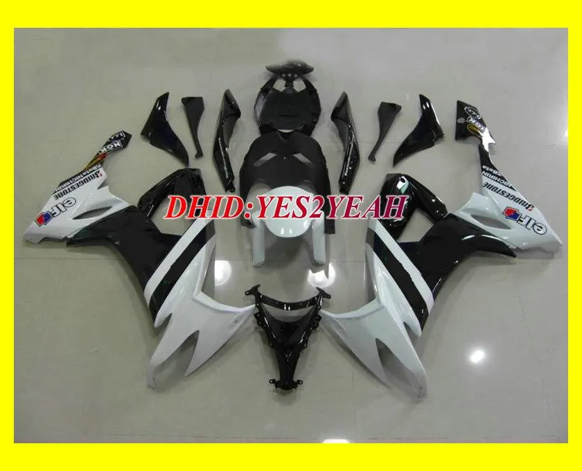 مخصص مجموعة أبيض أسود Fairing Kit لعام 2008 2009 Kawasaki Ninja ZX10R ZX-10R ZX 10R 08 09 مجموعة دراجة نارية FATERS + 7GIFTS KQ11