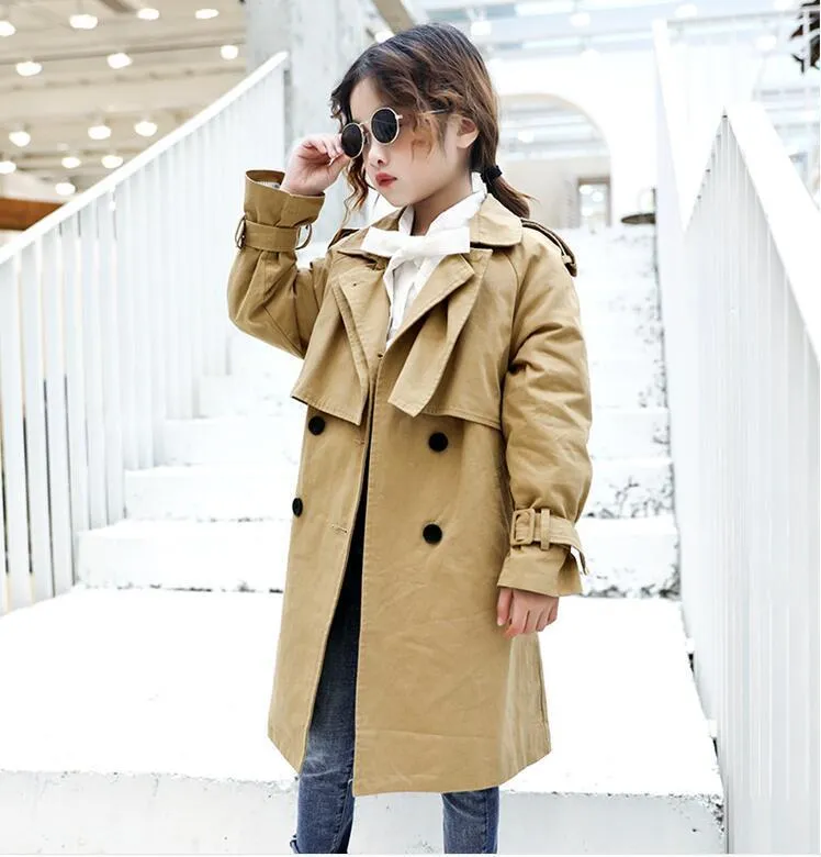 LJ201125 Childrens Trench Coat Red And Khaki Long From Jiao09